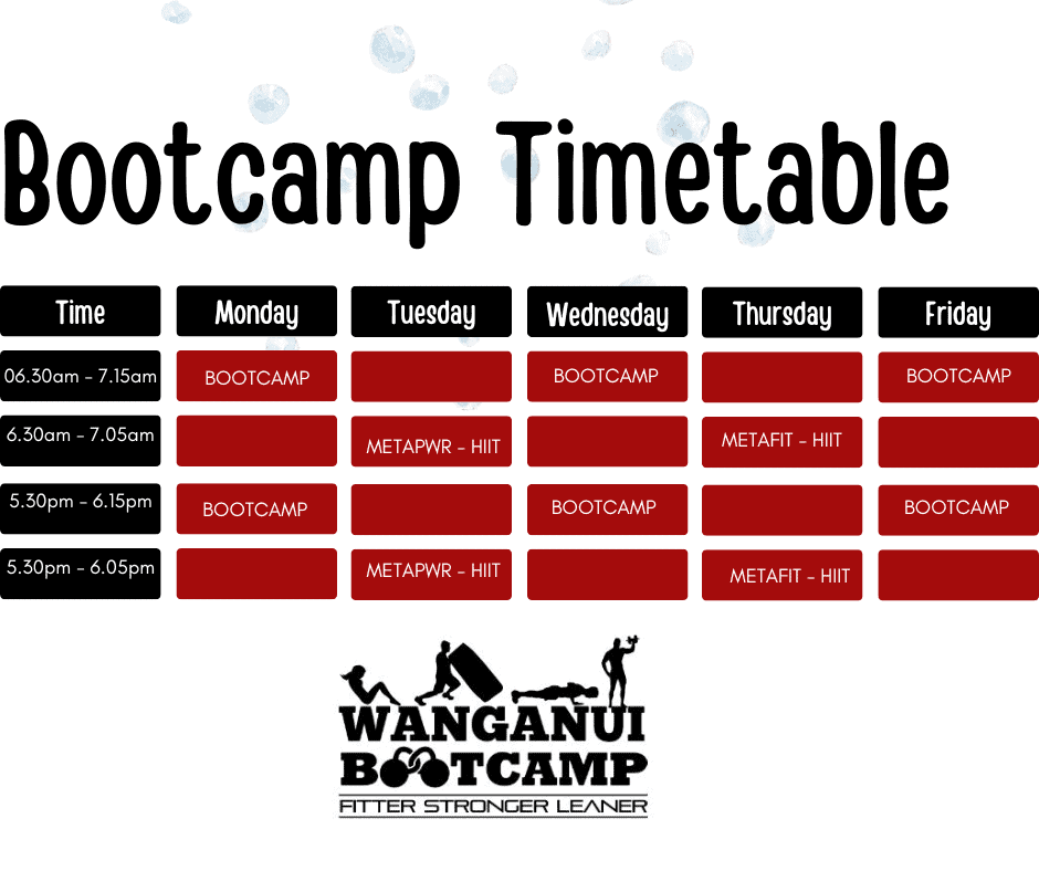 Wanganui Bootcamp Timetable